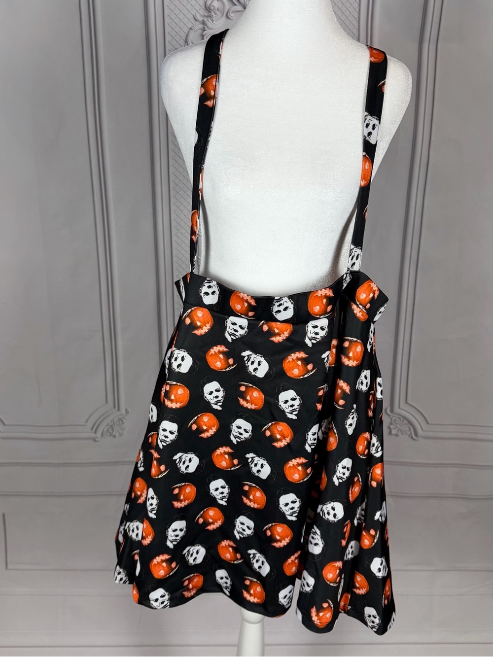 Hot Topic Halloween Michael Myers Pumpkin Suspender Skirt Plus Sz 2 18/20 Rare